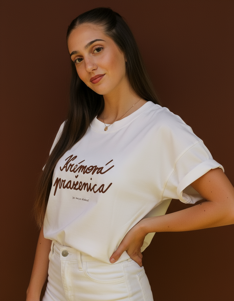 Tričko krémová praženica